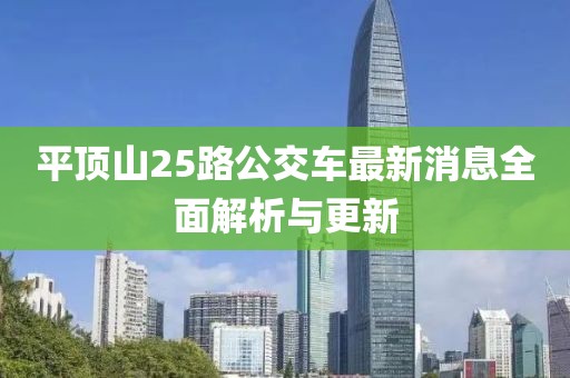 平顶山25路公交车最新消息全面解析与更新