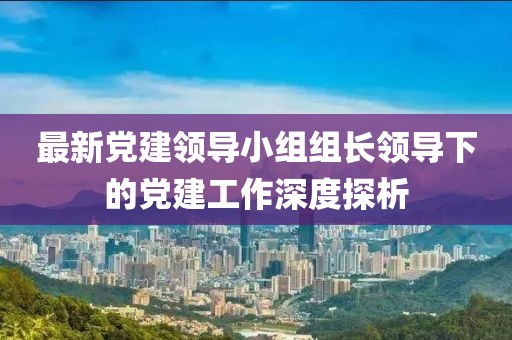 最新党建领导小组组长领导下的党建工作深度探析