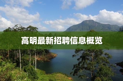 高明最新招聘信息概览