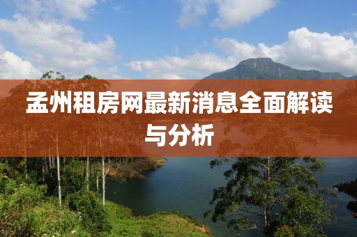 孟州租房网最新消息全面解读与分析