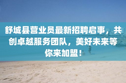 舒城县营业员最新招聘启事，共创卓越服务团队，美好未来等你来加盟！