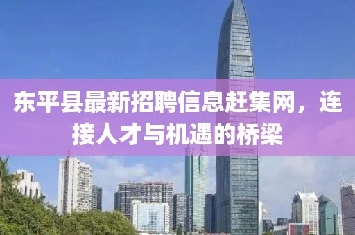 东平县最新招聘信息赶集网，连接人才与机遇的桥梁