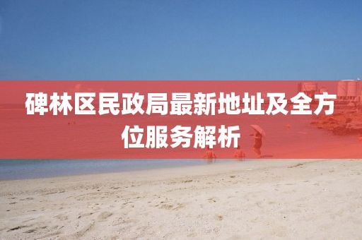 碑林区民政局最新地址及全方位服务解析