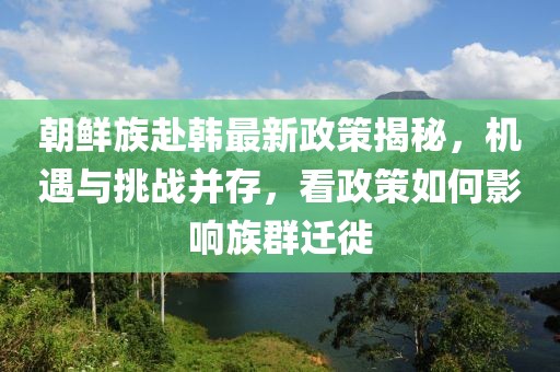 朝鲜族赴韩最新政策揭秘，机遇与挑战并存，看政策如何影响族群迁徙