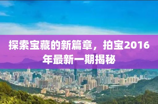 探索宝藏的新篇章，拍宝2016年最新一期揭秘