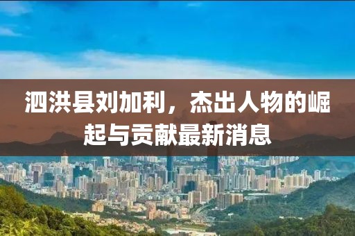 泗洪县刘加利，杰出人物的崛起与贡献最新消息