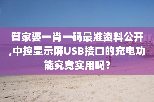 管家婆一肖一码最准资料公开,中控显示屏USB接口的充电功能究竟实用吗？