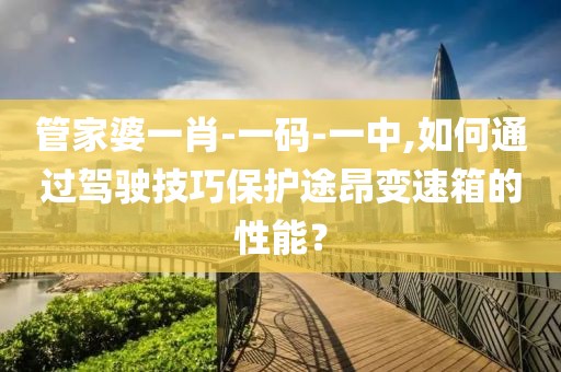 管家婆一肖-一码-一中,如何通过驾驶技巧保护途昂变速箱的性能？