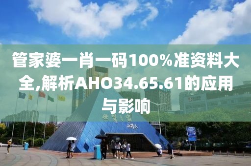 管家婆一肖一码100%准资料大全,解析AHO34.65.61的应用与影响