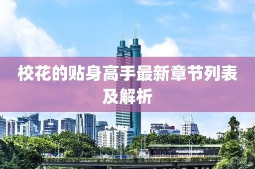 校花的贴身高手最新章节列表及解析