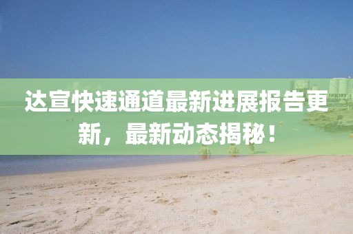 达宣快速通道最新进展报告更新，最新动态揭秘！