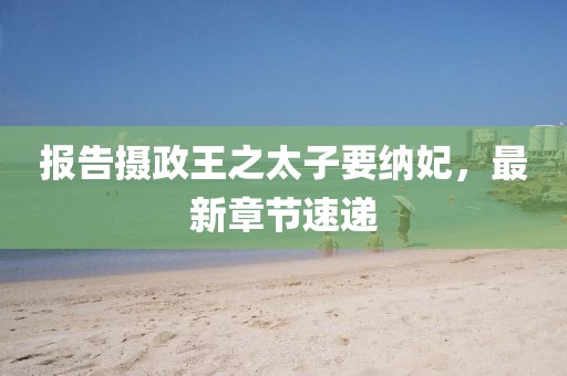 报告摄政王之太子要纳妃，最新章节速递