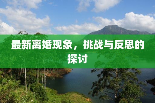 最新离婚现象，挑战与反思的探讨