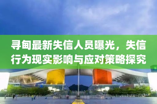 寻甸最新失信人员曝光，失信行为现实影响与应对策略探究
