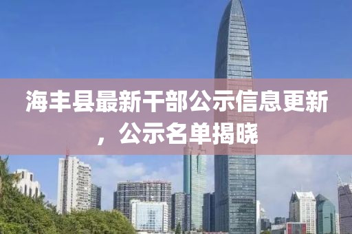 海丰县最新干部公示信息更新，公示名单揭晓