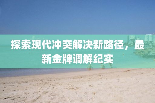 探索现代冲突解决新路径，最新金牌调解纪实