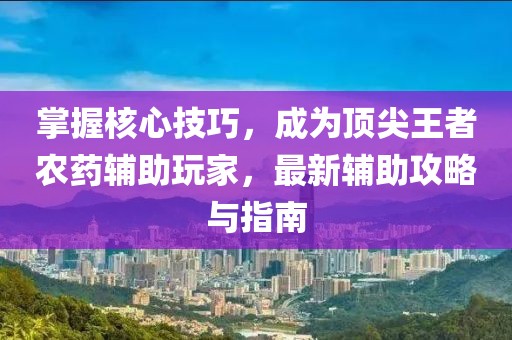 掌握核心技巧，成为顶尖王者农药辅助玩家，最新辅助攻略与指南