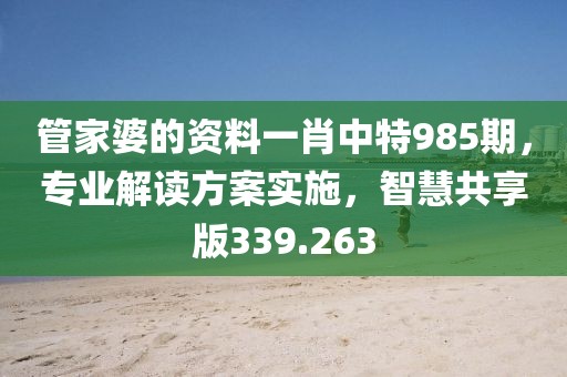 管家婆的资料一肖中特985期，专业解读方案实施，智慧共享版339.263