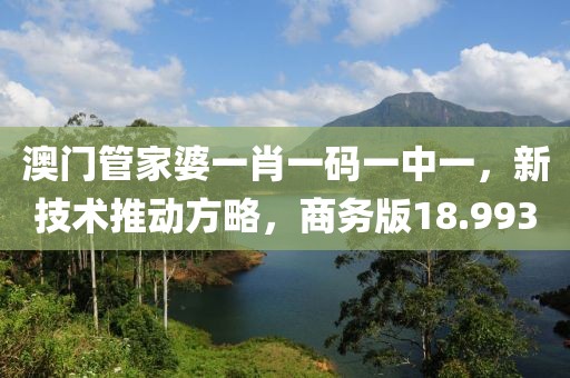 澳门管家婆一肖一码一中一，新技术推动方略，商务版18.993
