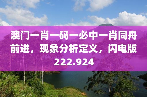 澳门一肖一码一必中一肖同舟前进，现象分析定义，闪电版222.924