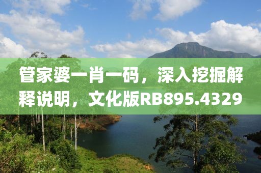 管家婆一肖一码，深入挖掘解释说明，文化版RB895.4329