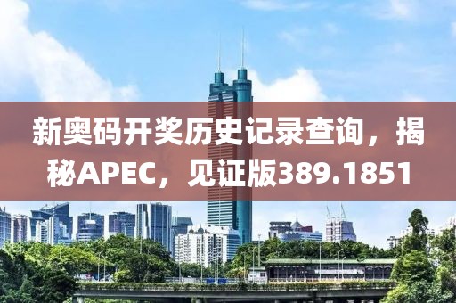 新奥码开奖历史记录查询，揭秘APEC，见证版389.1851