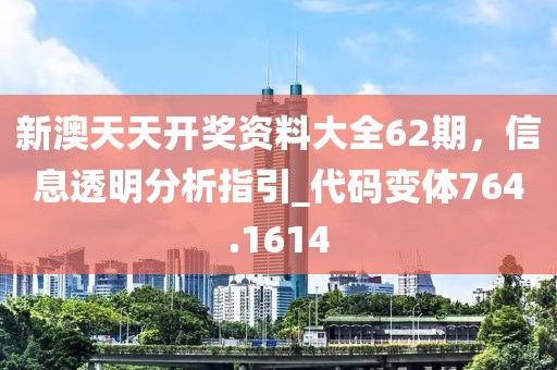 新澳天天开奖资料大全62期，信息透明分析指引_代码变体764.1614