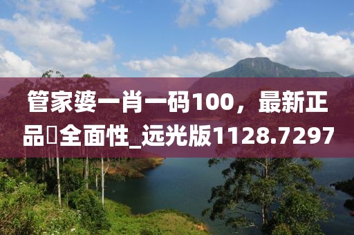 管家婆一肖一码100，最新正品‌全面性_远光版1128.7297